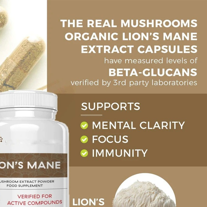 Lion Mane Mushroom - 사자갈기버섯 캡슐은 면역력을 강화하고, 수면의 질을