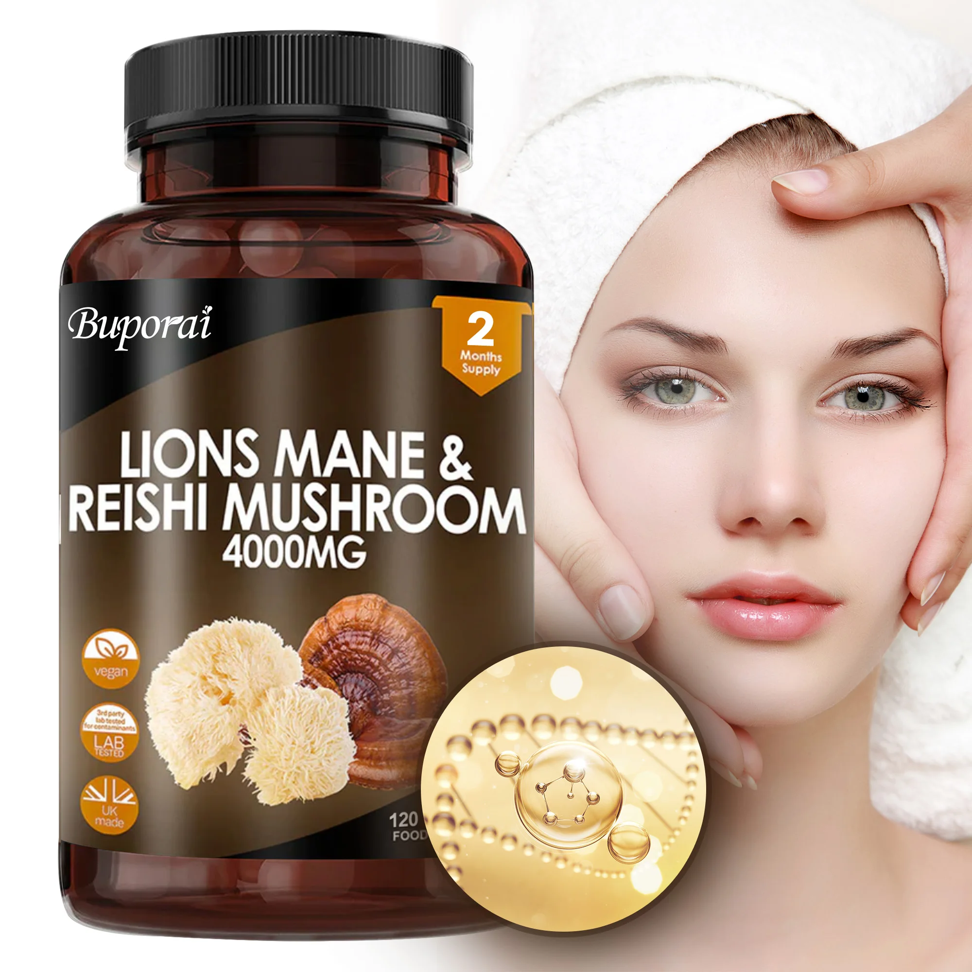사자갈기버섯 & 영지버섯 4000mg - 기분 개선,  - Lion Mane Mushroom 리뷰 및 가격